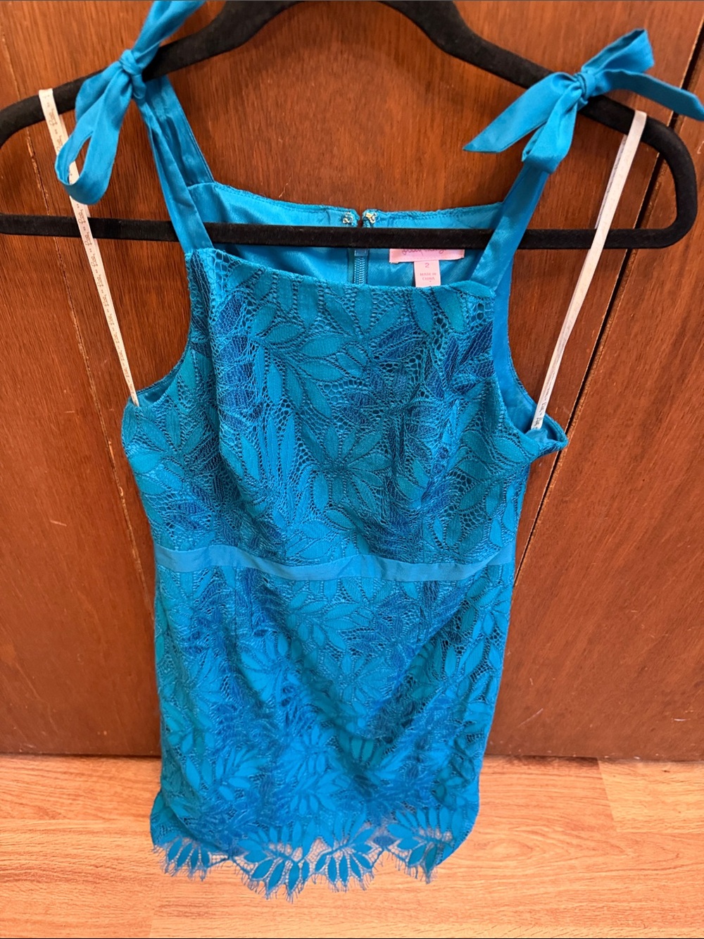 Lilly Pulitzer Teal Lace Mini Dress with Tie Straps